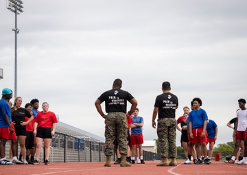 Marines lead workout at Tulsa Memorial High School