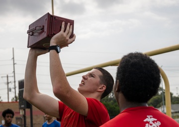 Marines lead workout at Tulsa Memorial High School