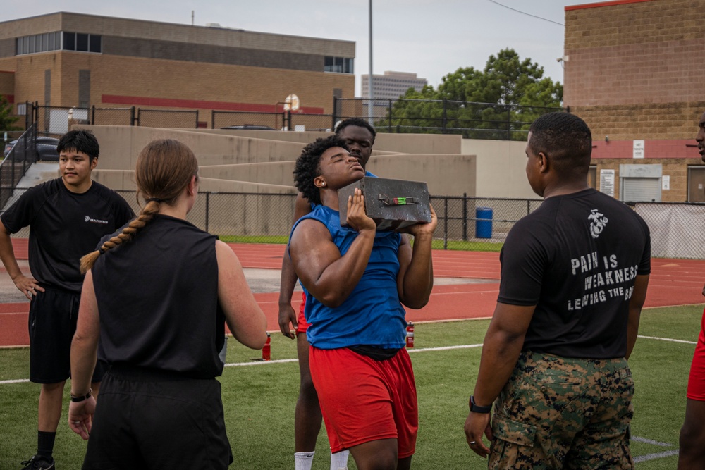 Marines lead workout at Tulsa Memorial High School