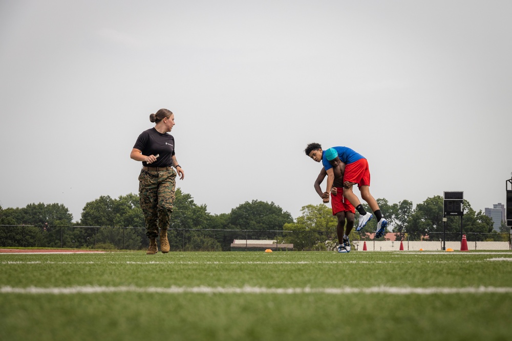 Marines lead workout at Tulsa Memorial High School