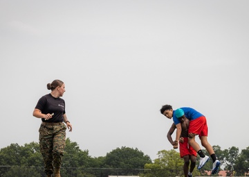 Marines lead workout at Tulsa Memorial High School