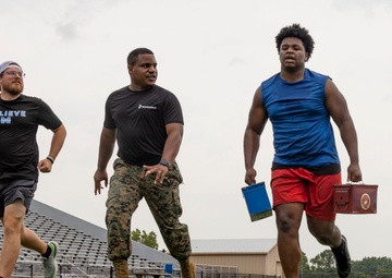 Marines lead workout at Tulsa Memorial High School