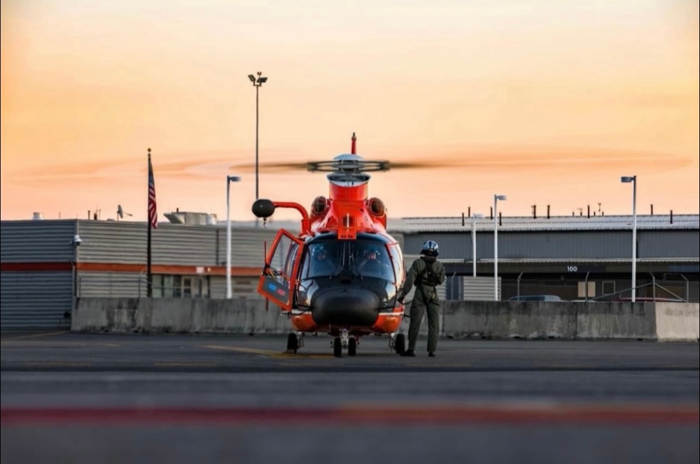 Air Station Atlantic City helicopter departs from flight operations