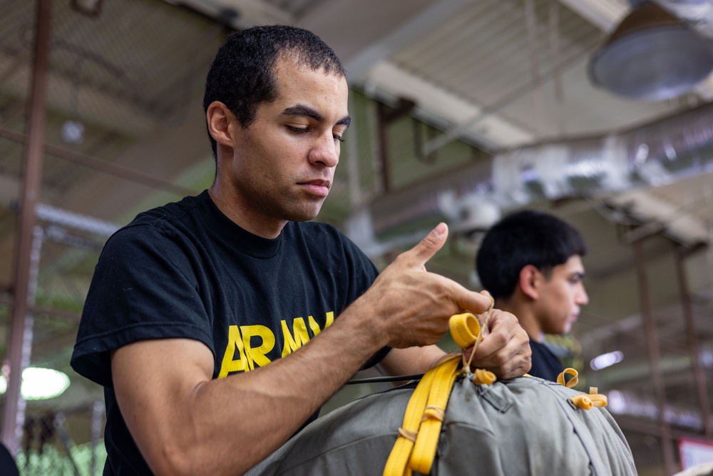 647th Quartermaster Company Riggers Prepare Parachutes