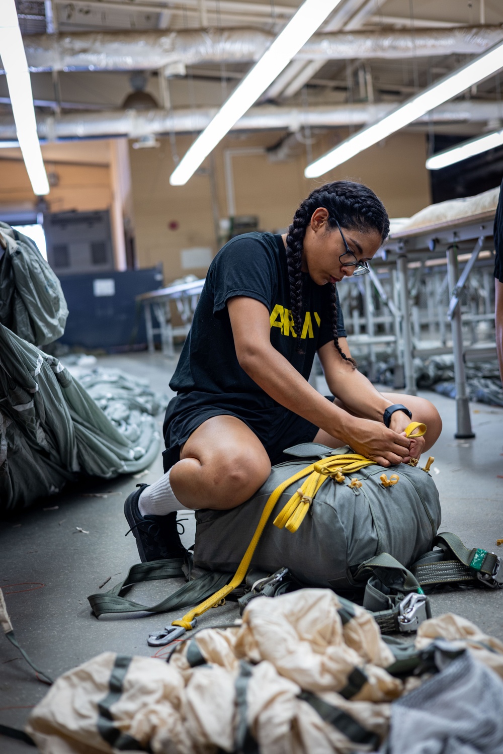 647th Quartermaster Company Riggers Prepare Parachutes