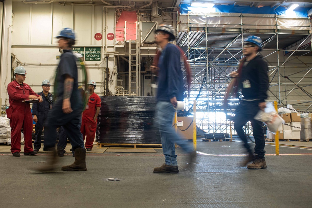 Ronald Reagan Sailors perform maintenance