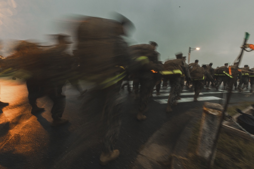III Marine Expeditionary Force Headquarters Company conducts 10k hike