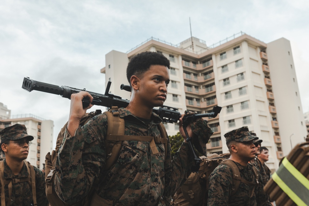 III Marine Expeditionary Force Headquarters Company conducts 10k hike