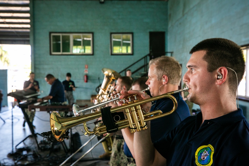 Band Members from Partner Nations Participating in Pacific Partnership 2025 Perform at Lea High School in Lae, Papua New Guinea, July 2025