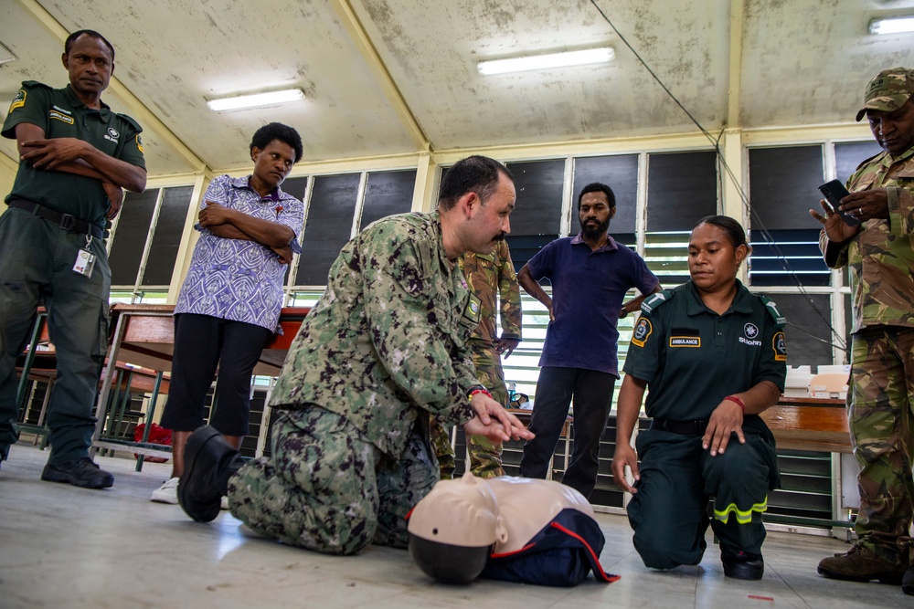 Medical First Responders from Partner Nations Participating in Pacific Partnership 2025 Conduct Ambulance Training in Lae, Papua New Guinea, July 2025