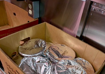  USCGC Myrtle Hazard (WPC 1139) delivers dinner to Station Apra Harbor crews underway