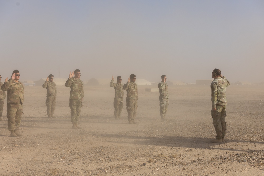 Camp Buehring Reenlistment Cermony