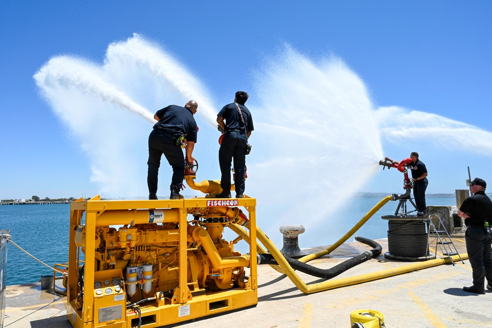 SUPSALV and NAVSTA Rota Fire Department test portable firefighting system