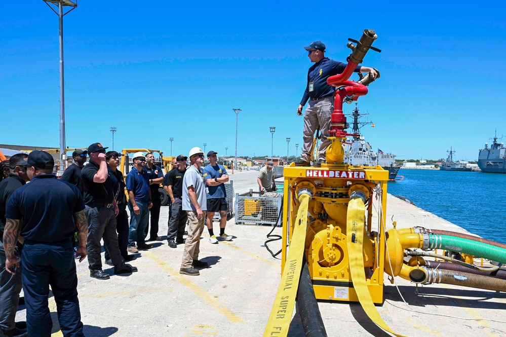 SUPSALV and NAVSTA Rota Fire Department test portable firefighting system