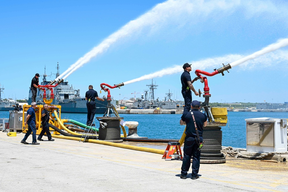 SUPSALV and NAVSTA Rota Fire Department test portable firefighting system