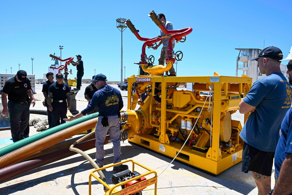 SUPSALV and NAVSTA Rota Fire Department test portable firefighting system