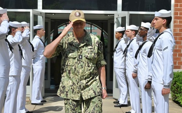 Rear Admiral Gregory Huffman, commander, Naval Education and Training Command, visits Surface Combat Systems Training Command Great Lakes.
