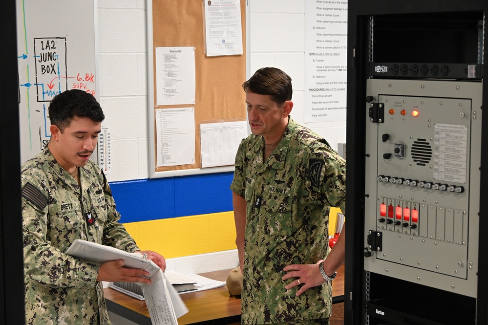 Rear Admiral Gregory Huffman, commander, Naval Education and Training Command, visits Surface Combat Systems Training Command Great Lakes.