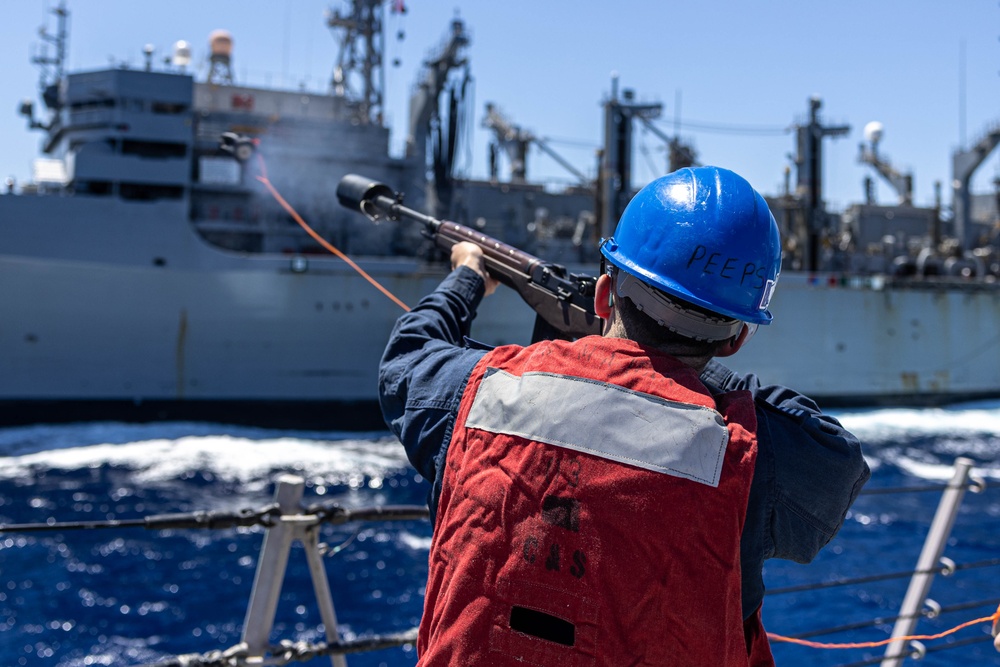 USS Mahan (DDG 72) Conducts a Replenishment-at-Sea with USNS Supply (T-AOE 6)