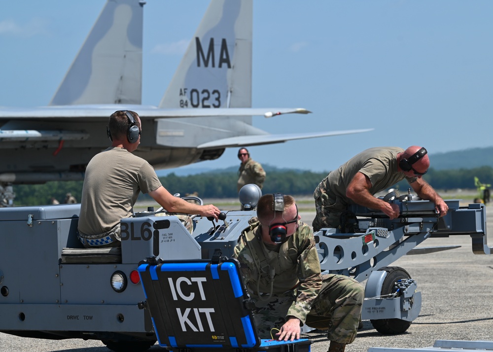 104th Fighter Wing performs rapid rearming and refueling during joint Distributed Integrated Combat Turn Capstone Exercise