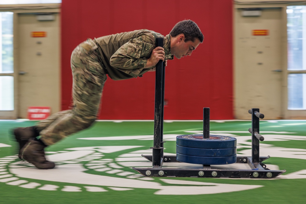 Virginia Tempest: British Royal Marines conduct physical training circuit