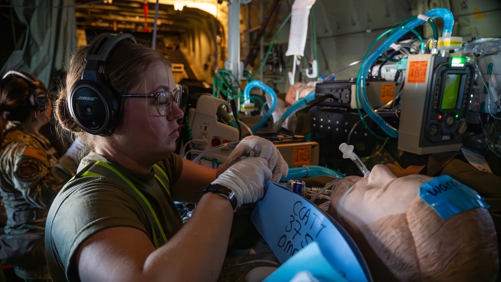 Airmen simulate aeromedical evacuation during UC25 at Travis AFB