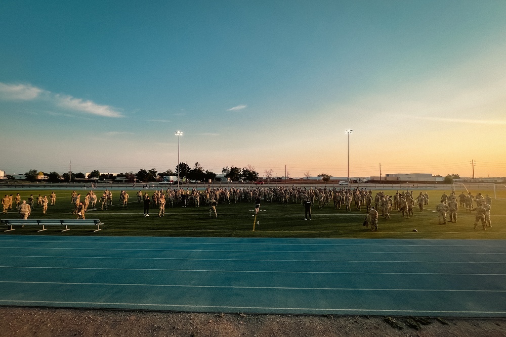 Space Base Delta 2 Commander Conducts Integrated PT Session and Commander’s Call