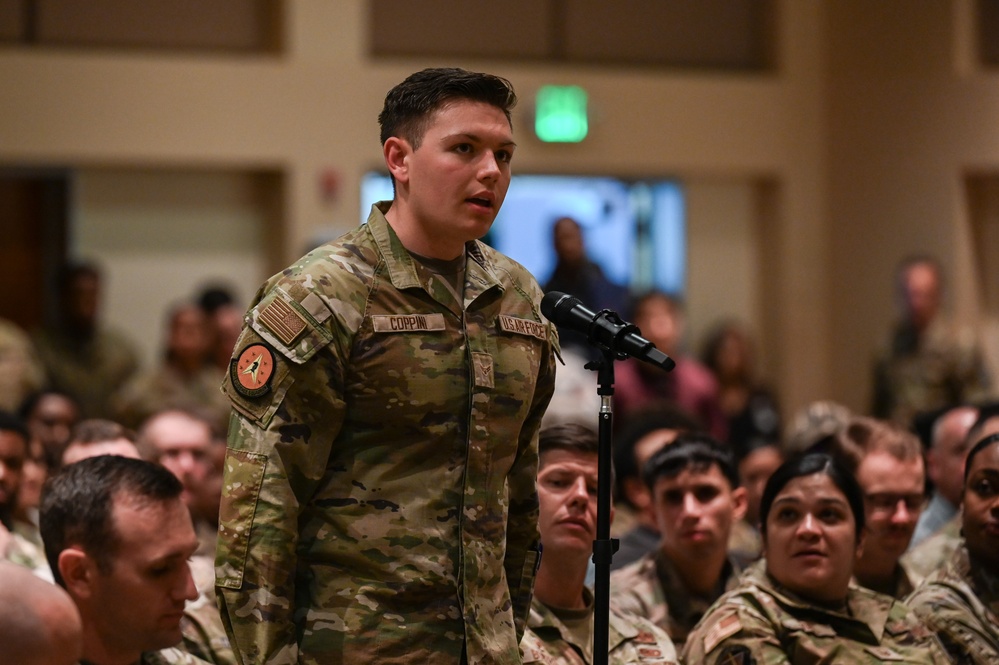 Space Base Delta 2 Commander Conducts Integrated PT Session and Commander’s Call