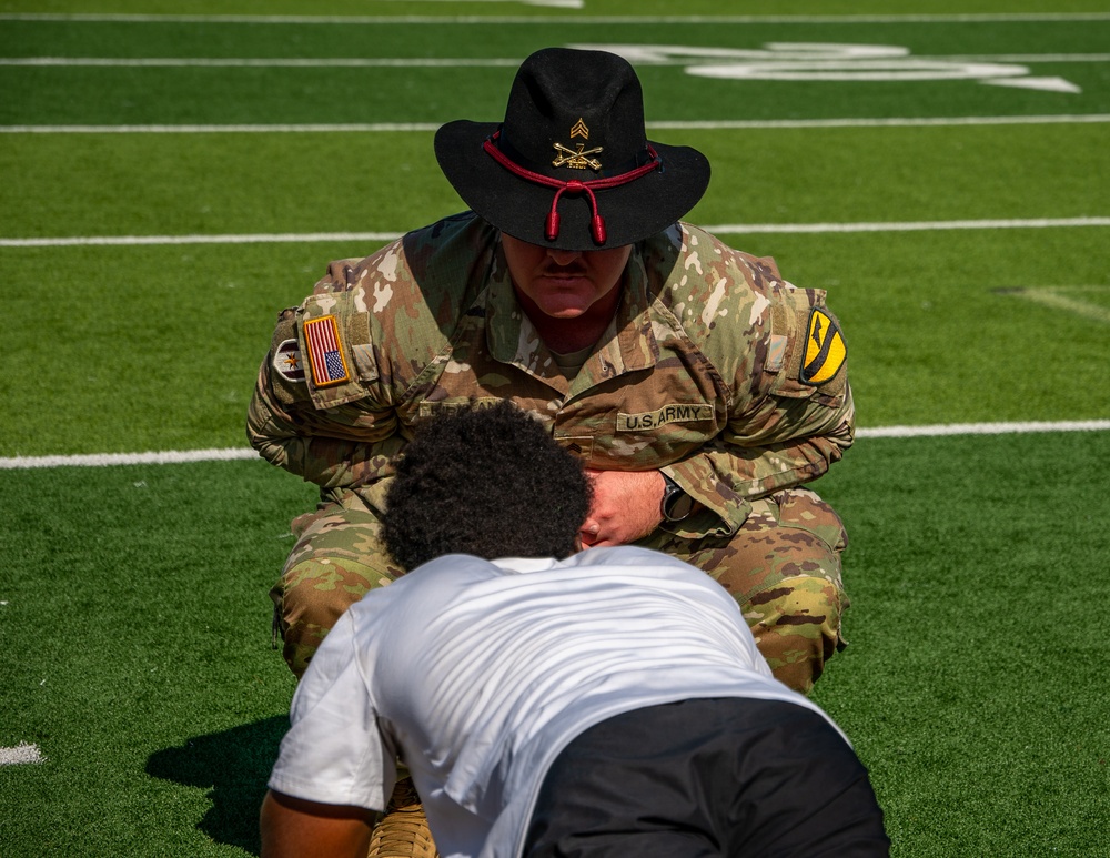 III Armored Corps Soldiers provide DeSoto High School students with an Army basic combat training experience