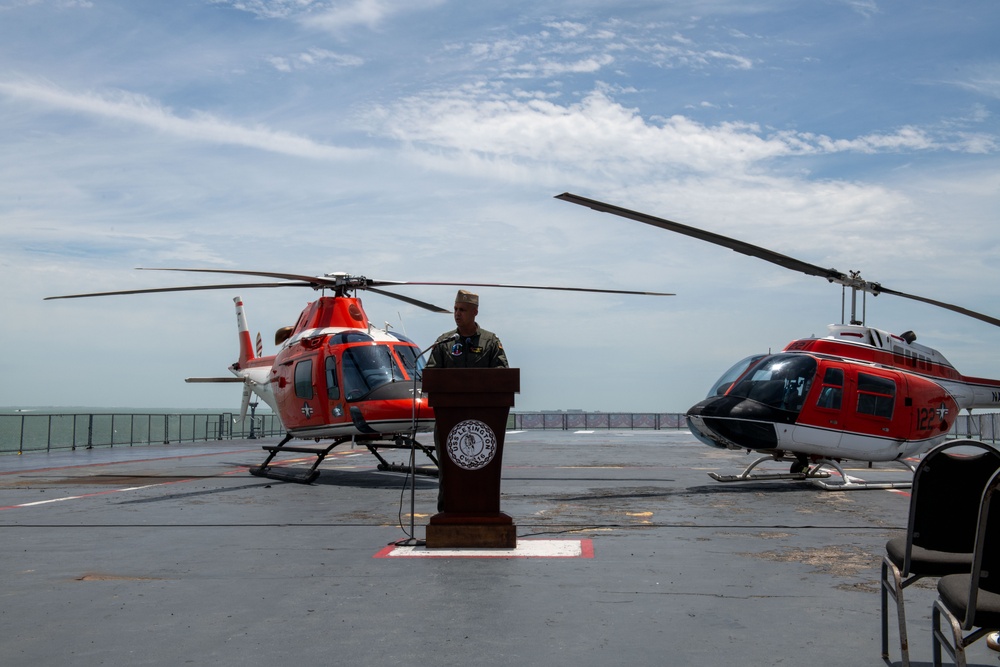 TH-57 Lands on USS Lexington Museum on the Bay