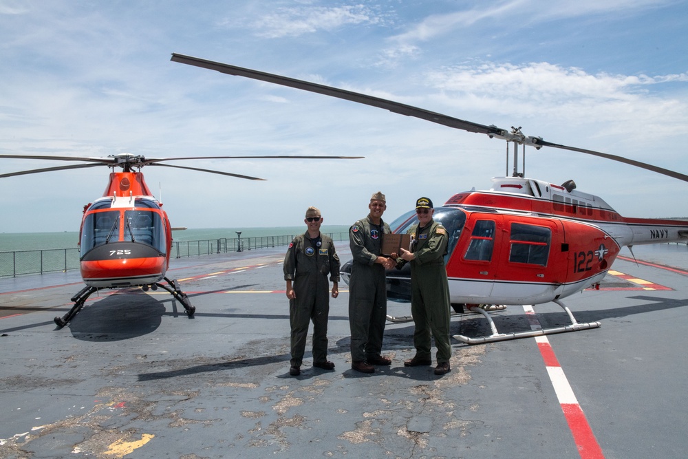 TH-57 Lands on USS Lexington Museum on the Bay