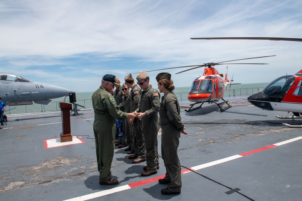 TH-57 Lands on USS Lexington Museum on the Bay
