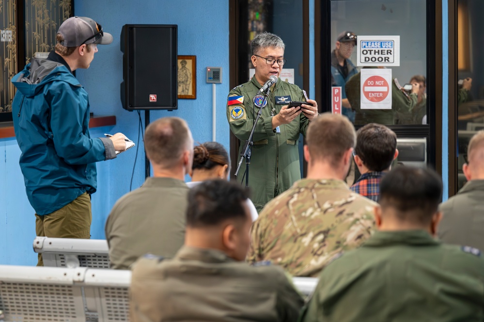 Philippine Air Force, U.S. Air Force, and U.S. Marine Corps hold briefings for pilots, crewmembers, and support personnel