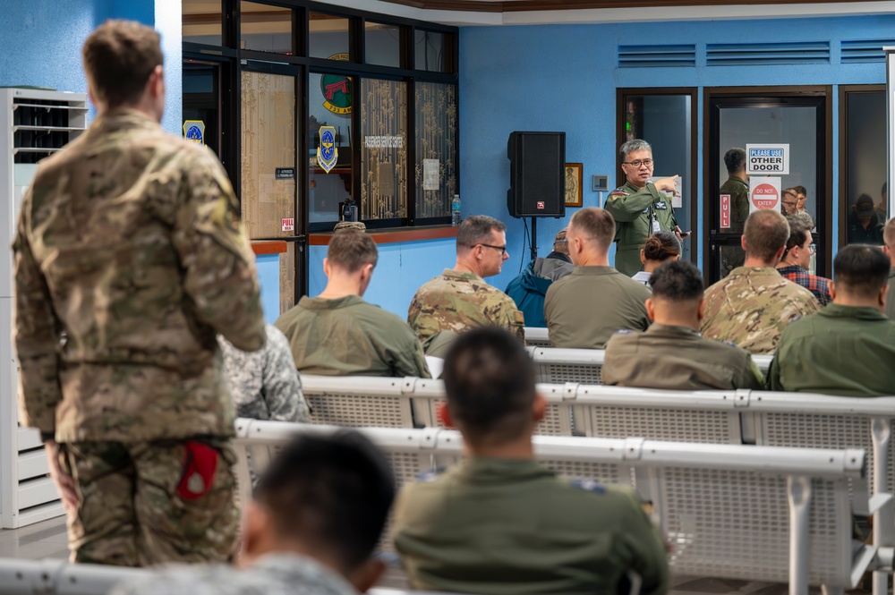 Philippine Air Force, U.S. Air Force, and U.S. Marine Corps hold briefings for pilots, crewmembers, and support personnel