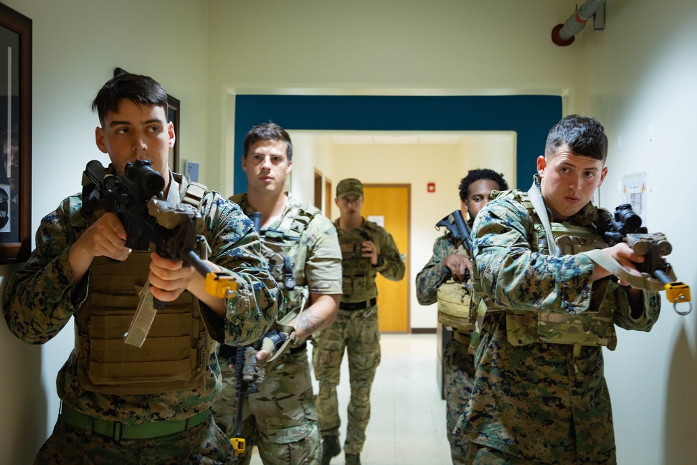 U.S. service members conduct close-quarters battle training