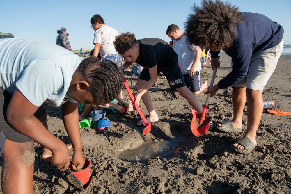 Campers enjoy the sun, games, and beach activities during Camp Rosenbaum 2025