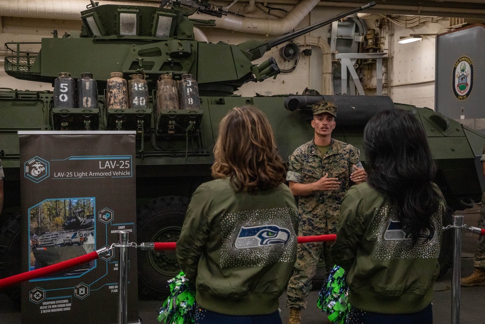Seattle Seahawks visit USS Somerset (LPD 25) during Seattle Seafair Fleet Week 2025