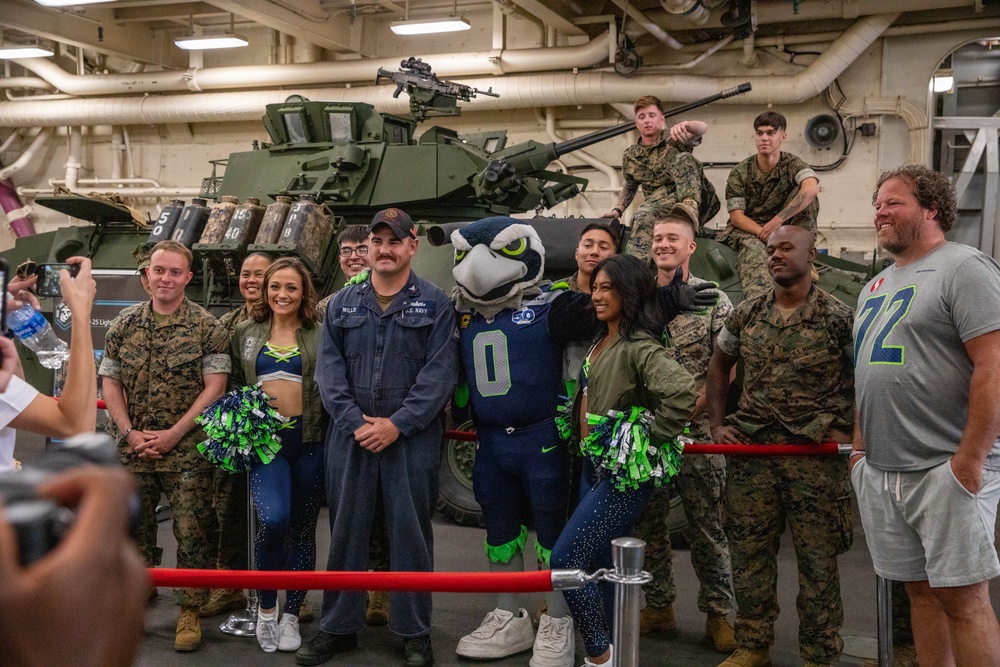 Seattle Seahawks visit USS Somerset (LPD 25) during Seattle Seafair Fleet Week 2025