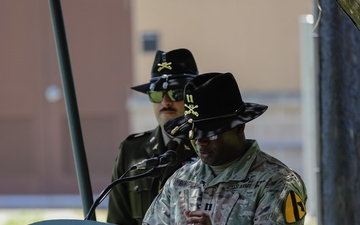 1st Air Cavalry Brigade HHC say farewell to Capt. Jonathan Pompey and welcome incoming commander, Capt. Haley Custer