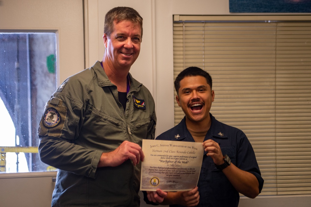USS John C. Stennis (CVN 74) presents Warfighter of the Week