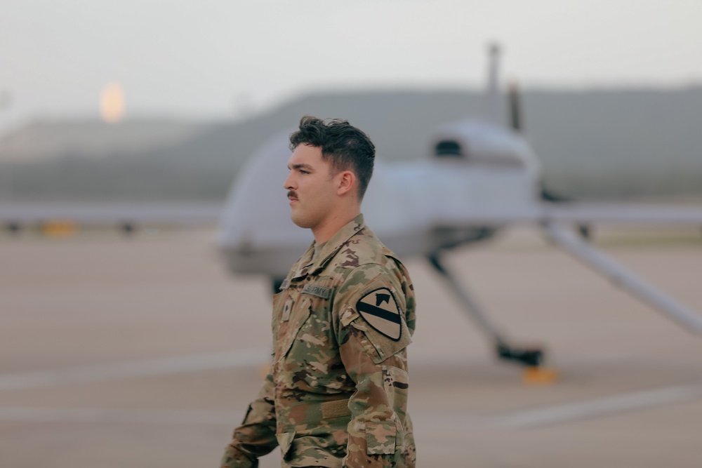 1st Air Cavalry Brigade prepares for an Unmanned Aerial Systems flight