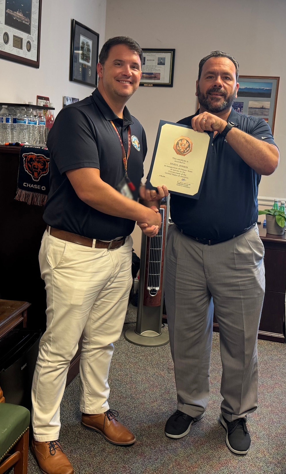 David Jackson receives award for 15 years of federal service