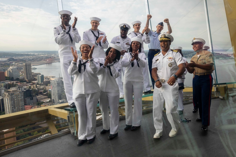 U.S. Navy Sailors tour the Seattle Space Needle