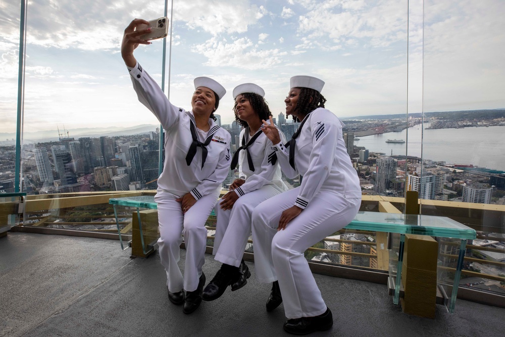U.S. Navy Sailors tour the Seattle Space Needle