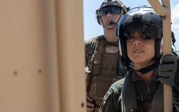 U.S. Marines with 2nd DSB execute external lifts with a JLTV