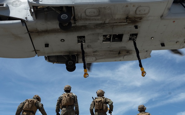 U.S. Marines with 2nd DSB execute external lifts with a JLTV