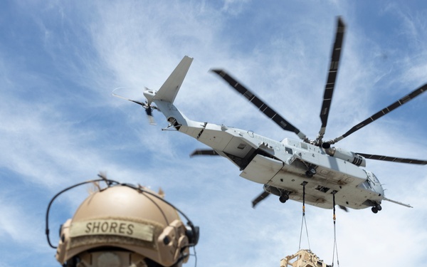 U.S. Marines with 2nd DSB execute external lifts with a JLTV