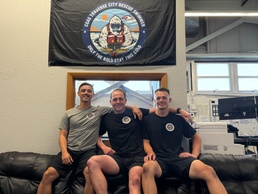 Coast Guard rescue swimmers respond to neighboring explosion