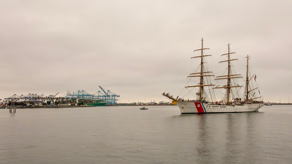 U.S. Coast Guard Cutter Eagle returns to Los Angeles Harbor, families and guests come to tour the vessel and meet the crew