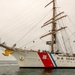 U.S. Coast Guard Cutter Eagle returns to Los Angeles Harbor, families and guests come to tour the vessel and meet the crew